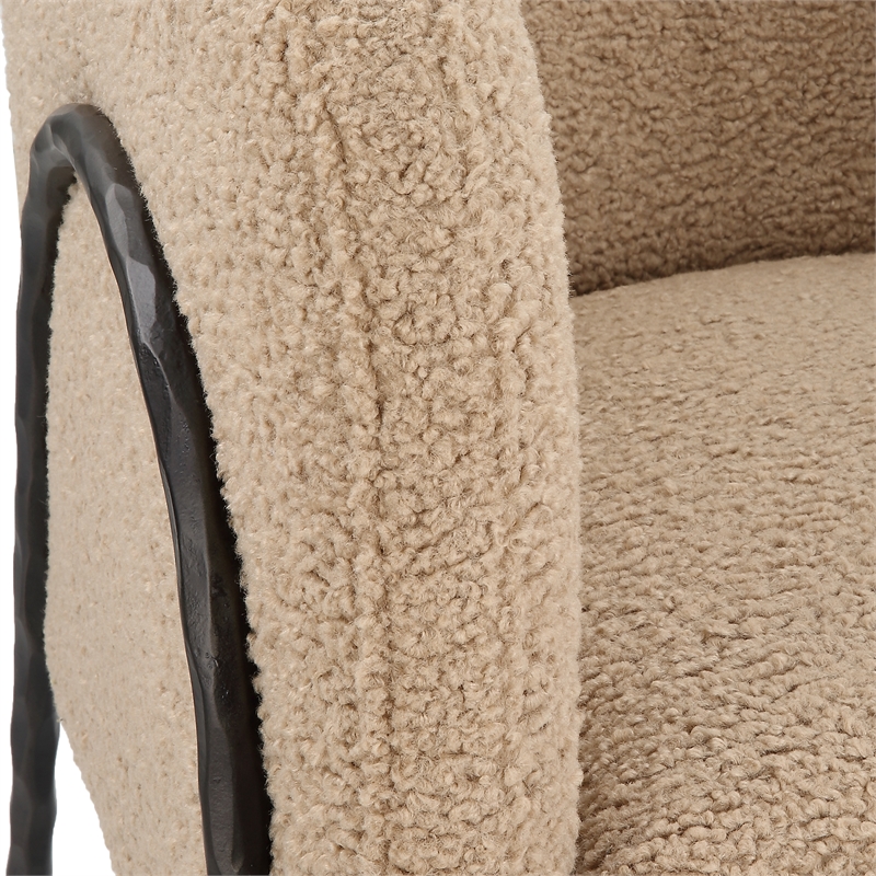 Uttermost Jacobsen Tan Shearling Barrel Chair in Tan