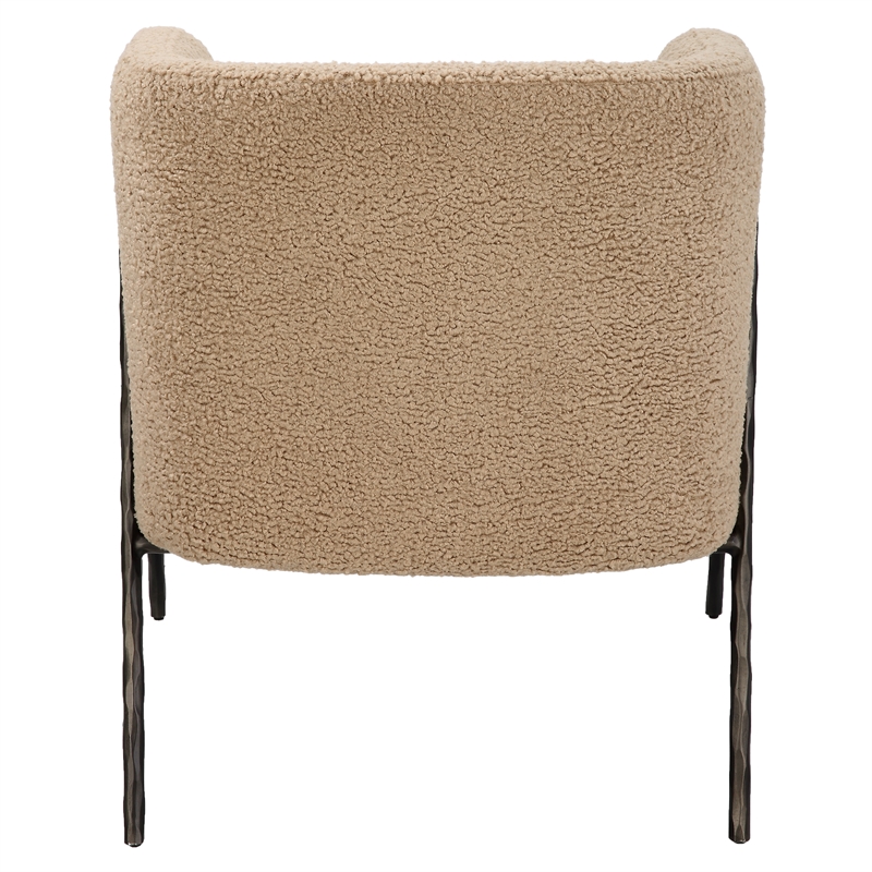 Uttermost Jacobsen Tan Shearling Barrel Chair in Tan
