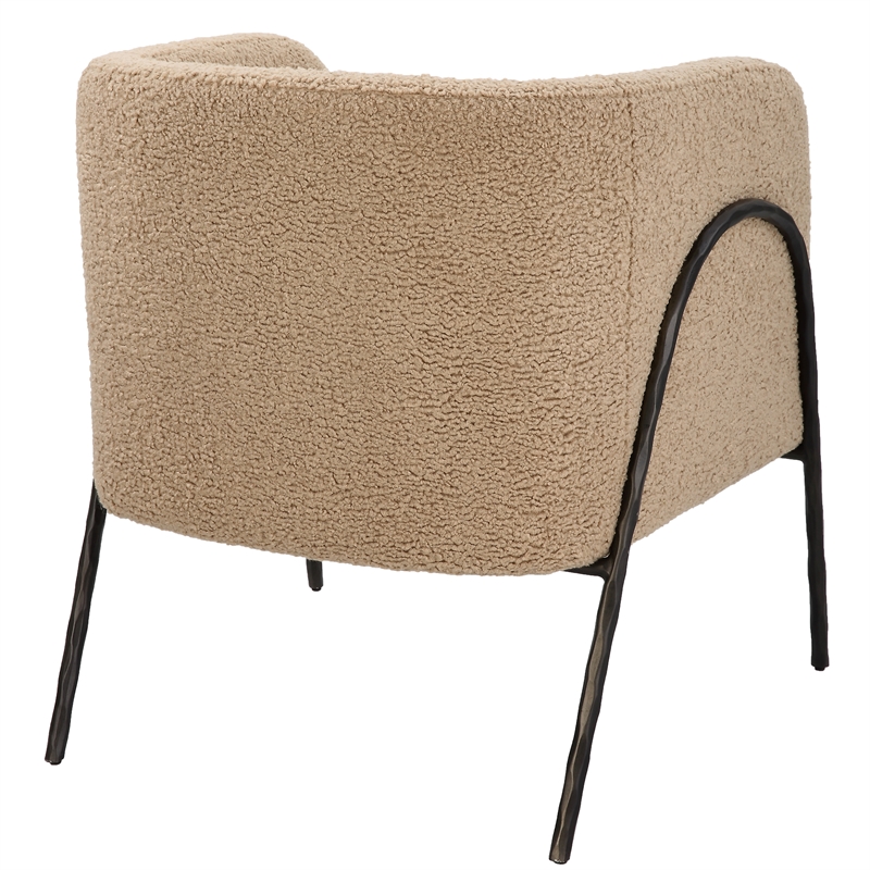 Uttermost Jacobsen Tan Shearling Barrel Chair in Tan