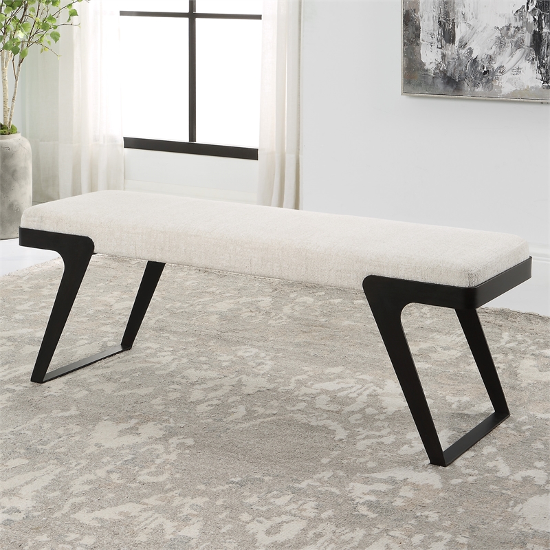Uttermost Hover Modern Bench in Ivory