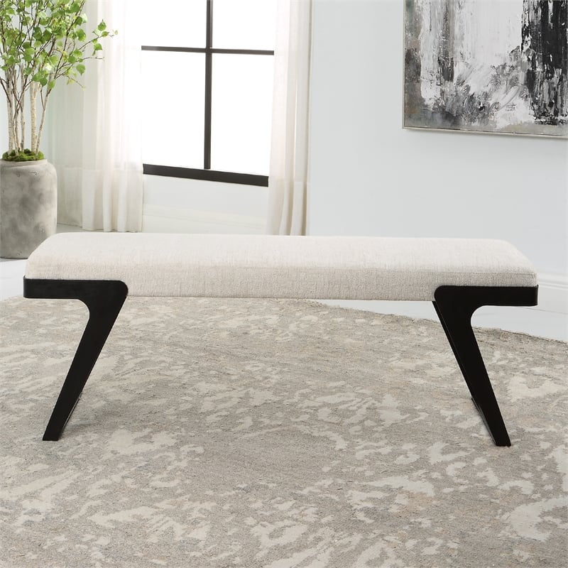 Uttermost Hover Modern Bench in Ivory