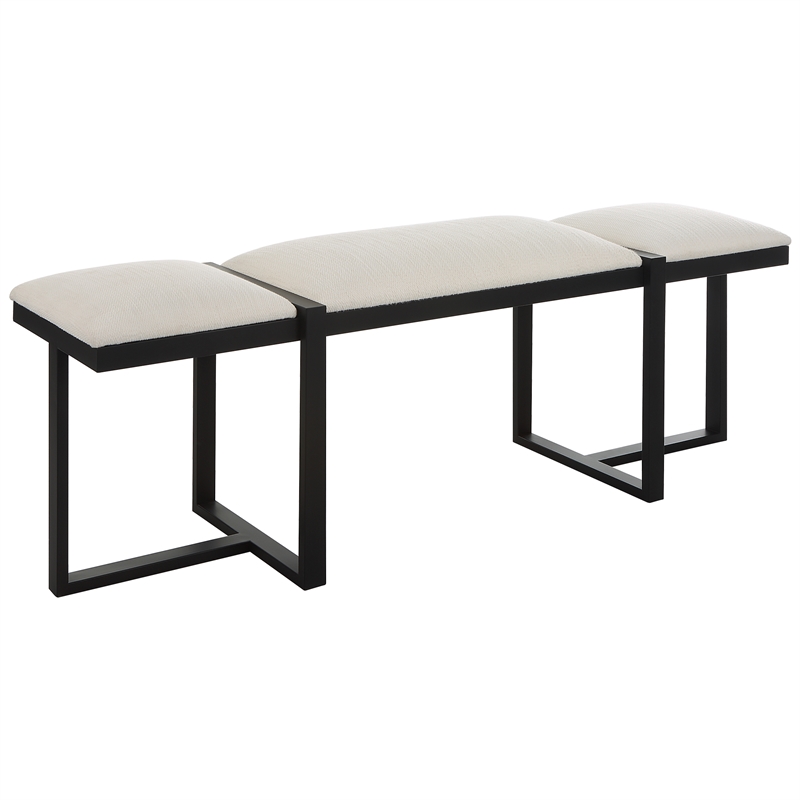 Uttermost Triple Cloud Modern Upholstered Bench in Black
