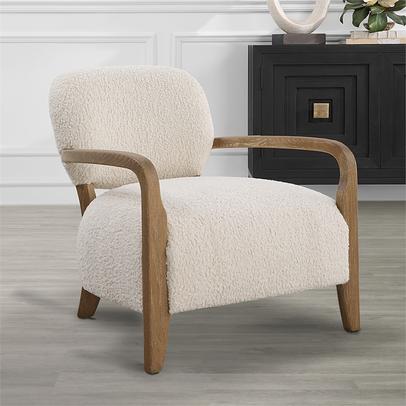 Uttermost Telluride Natural Shearling Accent Chair in Off White