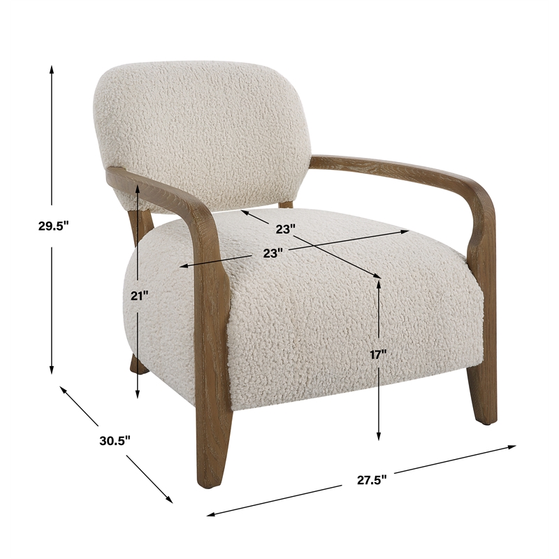 Uttermost Telluride Natural Shearling Accent Chair in Off White
