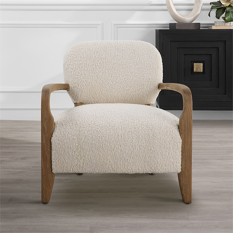 Uttermost Telluride Natural Shearling Accent Chair in Off White