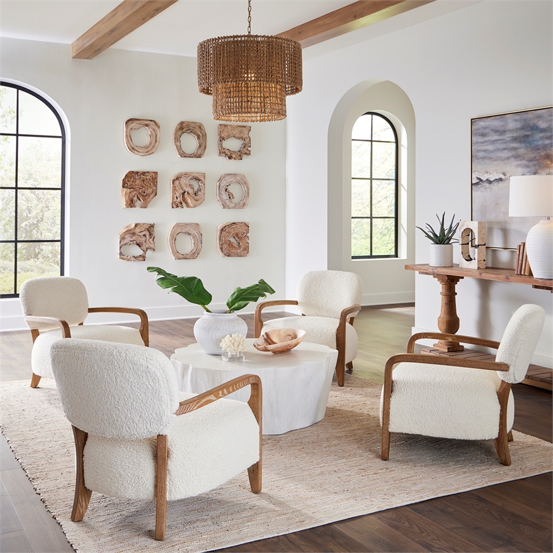 Uttermost Telluride Natural Shearling Accent Chair in Off White