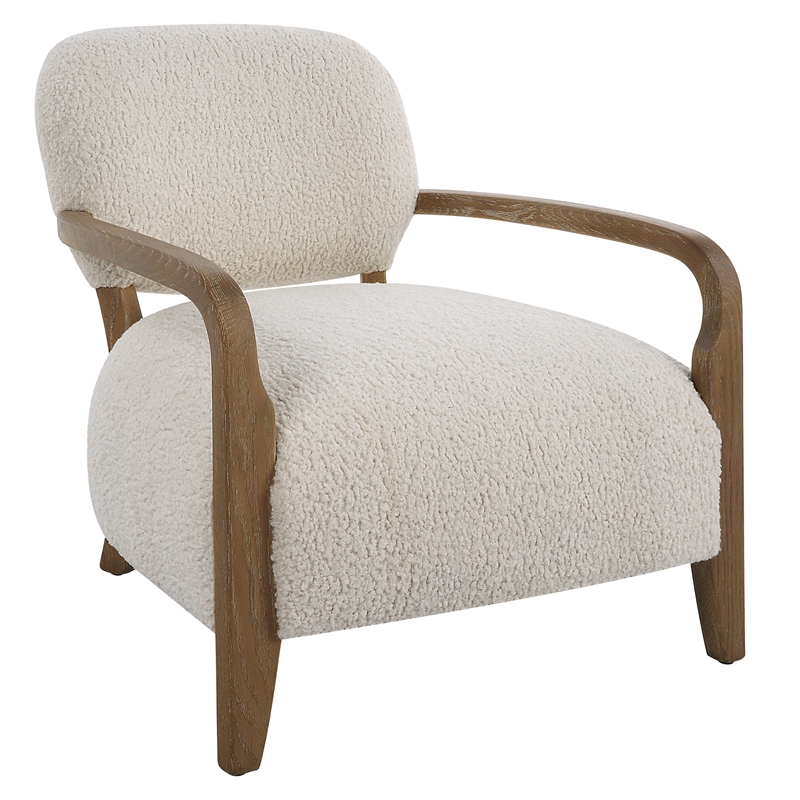 Uttermost Telluride Natural Shearling Accent Chair in Off White
