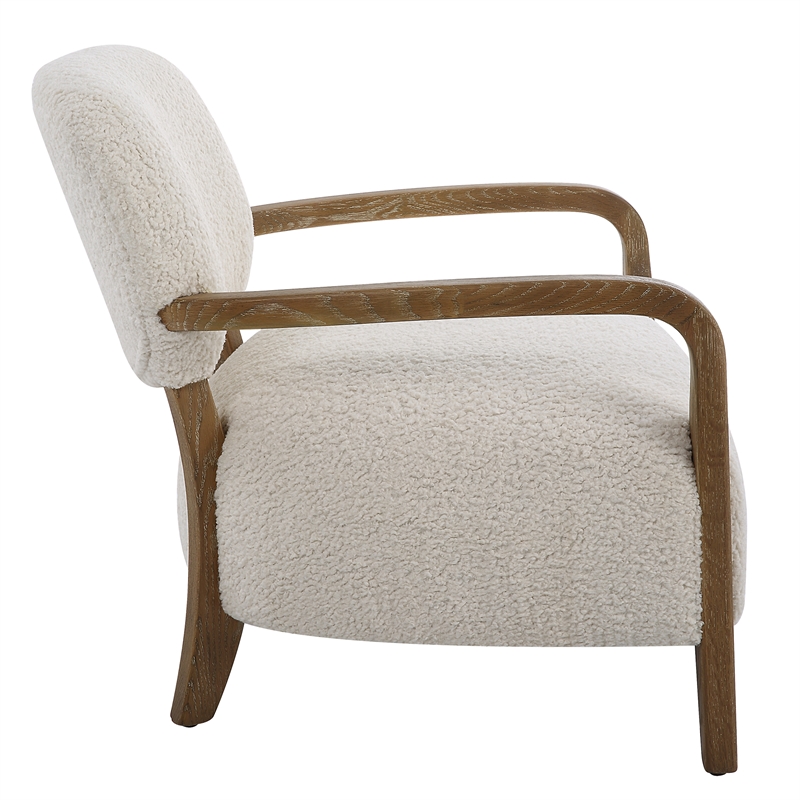 Uttermost Telluride Natural Shearling Accent Chair in Off White