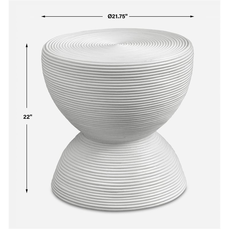 Uttermost Bongo White Rattan Side Table