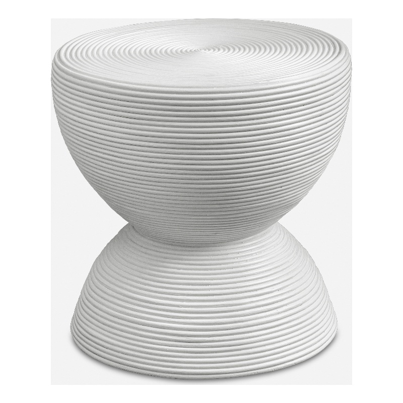 Uttermost Bongo White Rattan Side Table