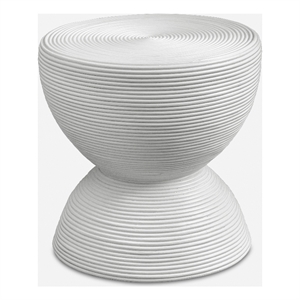 Uttermost Bongo White Rattan Side Table