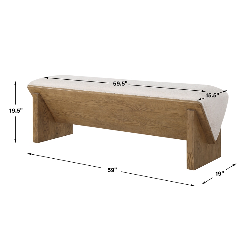 Uttermost Wedged Ivory Fabric Bench