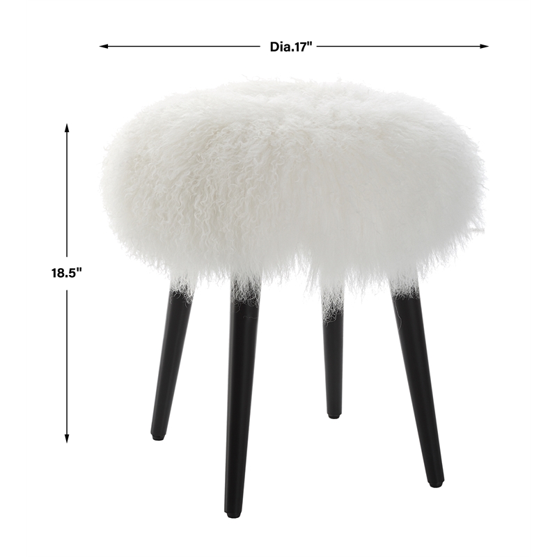 Uttermost Wooly Sheepskin Accent Stool in White