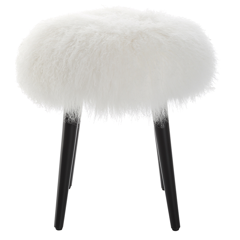 Uttermost Wooly Sheepskin Accent Stool in White