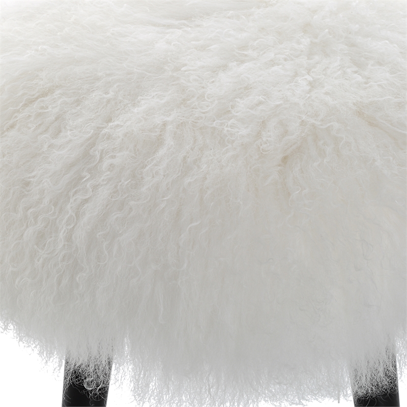 Uttermost Wooly Sheepskin Accent Stool in White