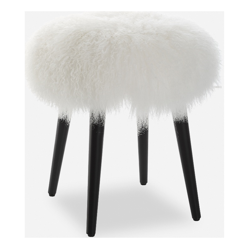 Uttermost Wooly Sheepskin Accent Stool in White