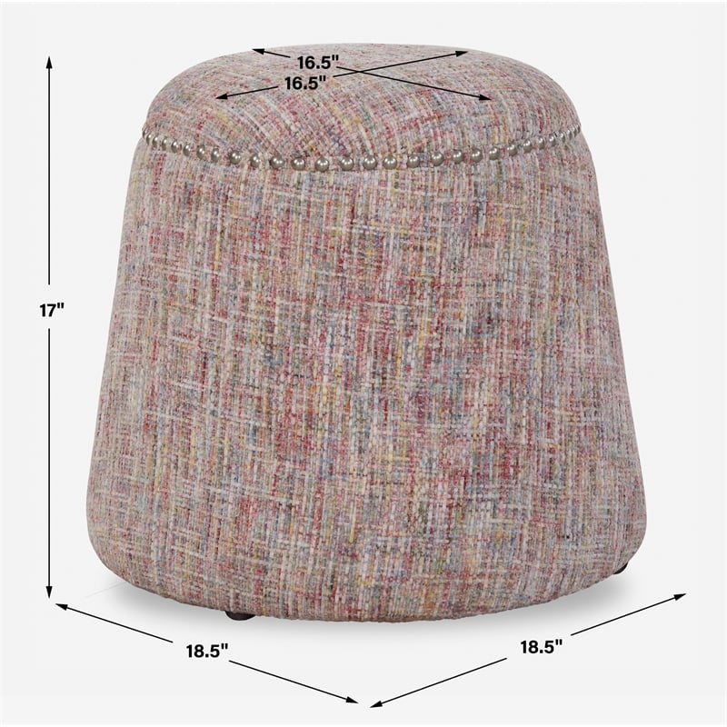 Uttermost Gumdrop Confetti Chenille Ottoman in Multi-Color
