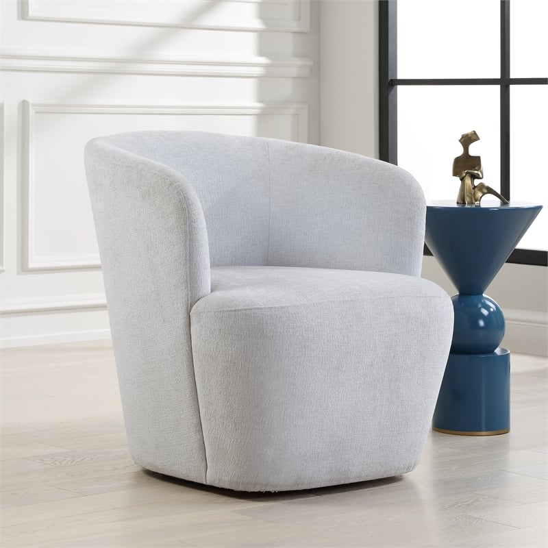 Uttermost Mist Barrel Swivel Chair in Light Blue