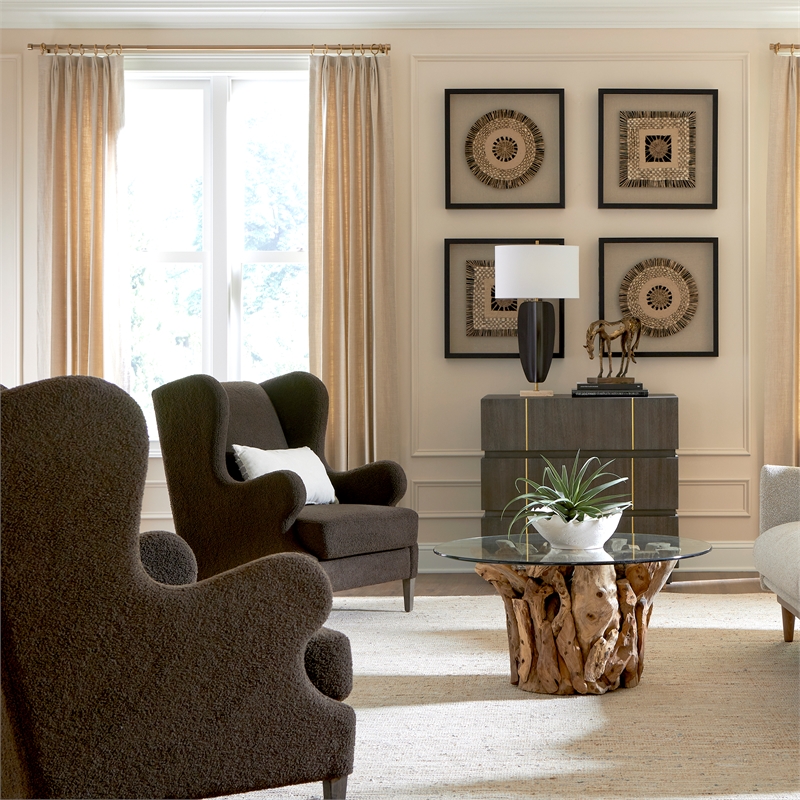 Uttermost Serpentine Brown Fabric Accent Chair