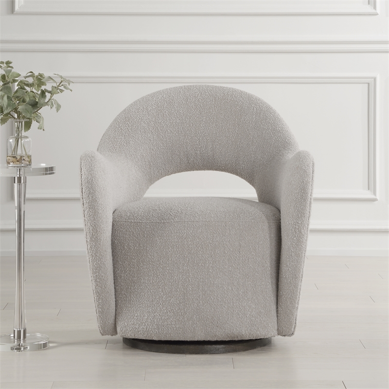 Uttermost Wander Fabric Swivel Chair in Off White