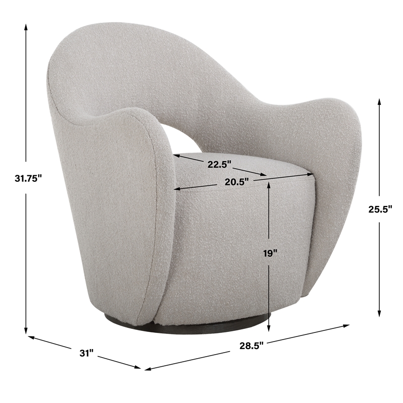 Uttermost Wander Fabric Swivel Chair in Off White