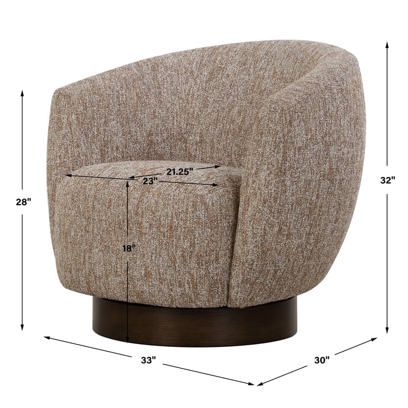 Uttermost Dunes Fabric Swivel Chair in Cocoa