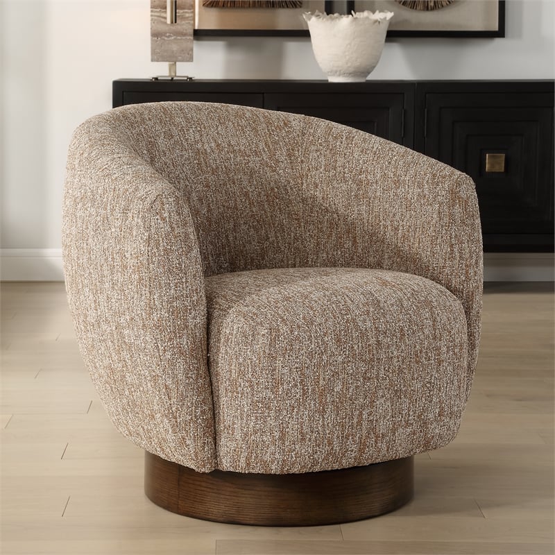 Uttermost Dunes Fabric Swivel Chair in Cocoa