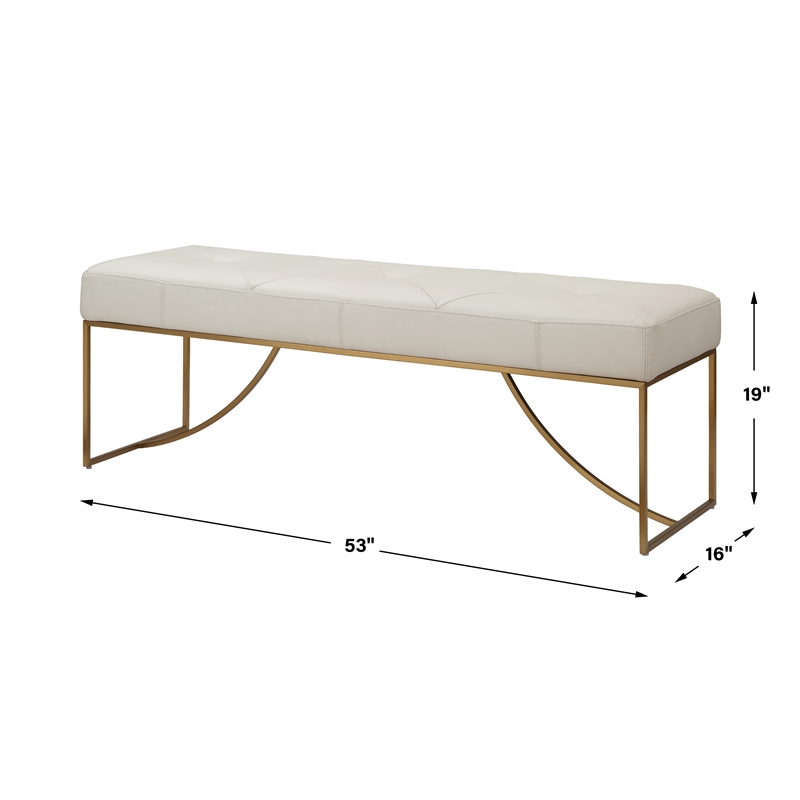 Uttermost Swale Ivory Leather Bench