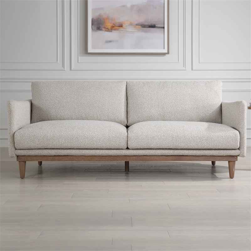 Uttermost Freefall Polyester Boucle Upholstered Sofa in Toasty Beige/Gray Ceruse