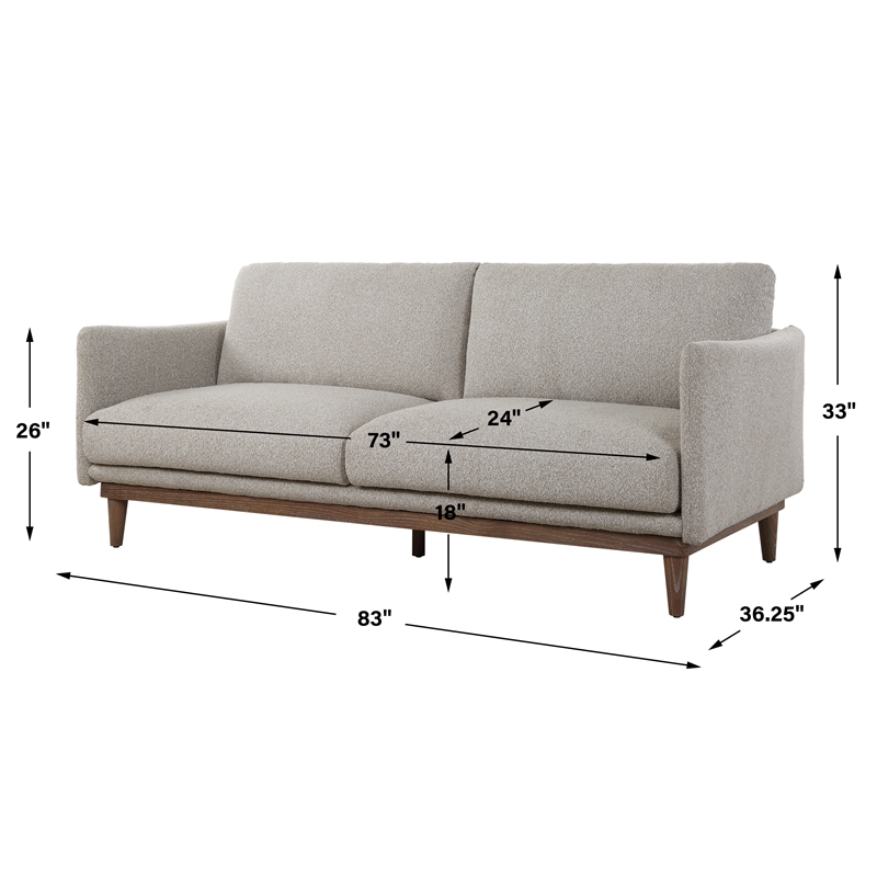 Uttermost Freefall Polyester Boucle Upholstered Sofa in Toasty Beige/Gray Ceruse