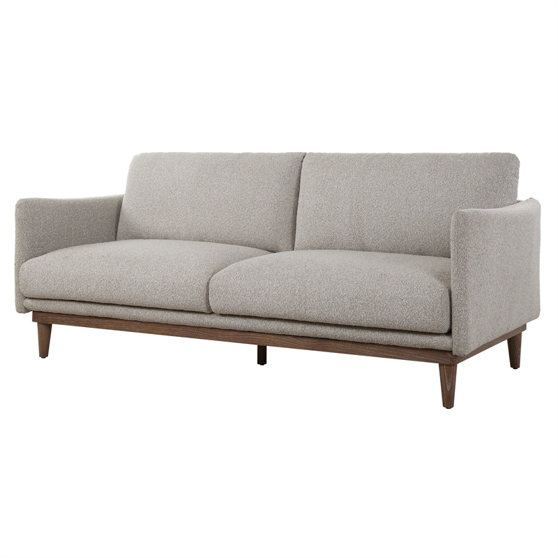 Uttermost Freefall Polyester Boucle Upholstered Sofa in Toasty Beige/Gray Ceruse