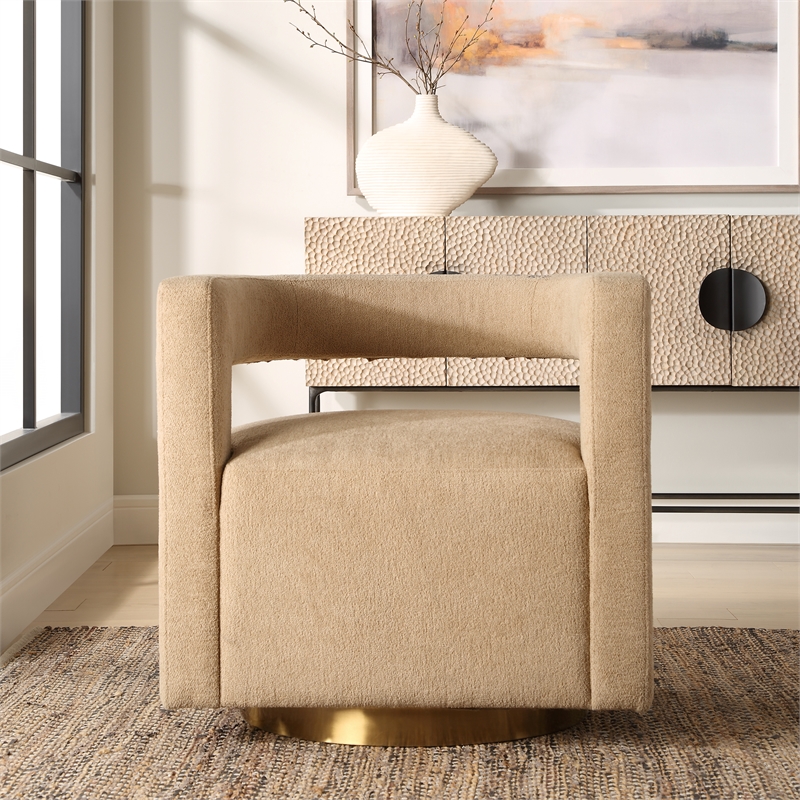 Uttermost Grounded Modern Swivel Chair in Brown