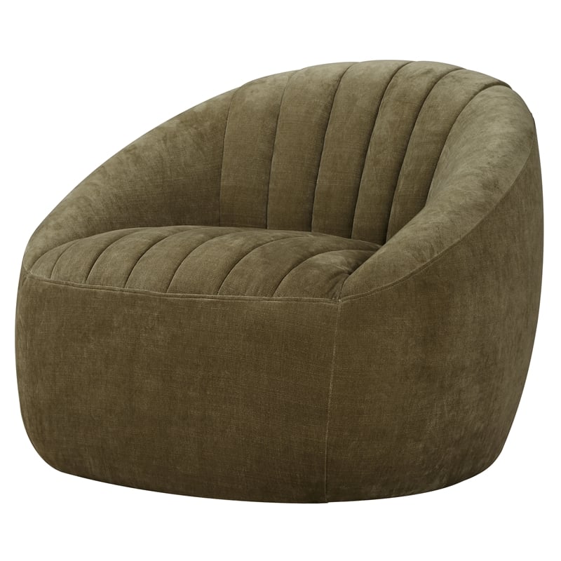 Uttermost Narrows Low-Pile Chambray Chenille Swivel Chair in Moss Green