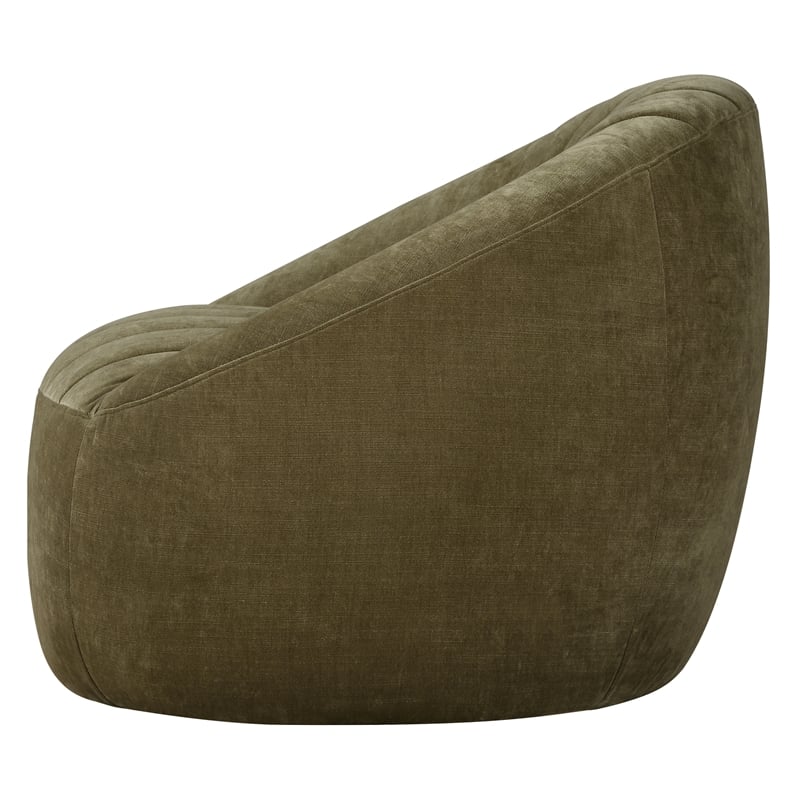 Uttermost Narrows Low-Pile Chambray Chenille Swivel Chair in Moss Green