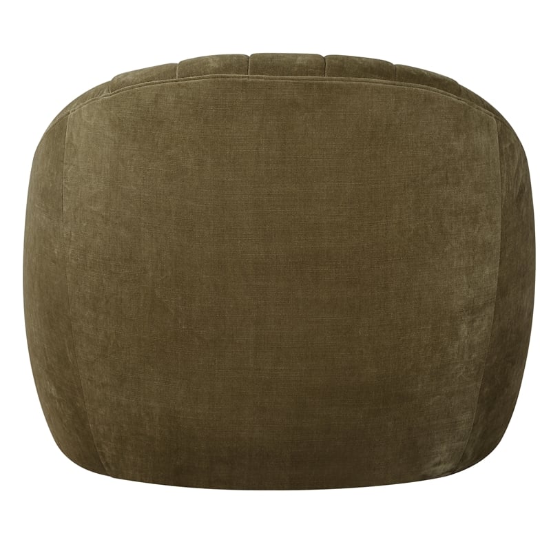 Uttermost Narrows Low-Pile Chambray Chenille Swivel Chair in Moss Green