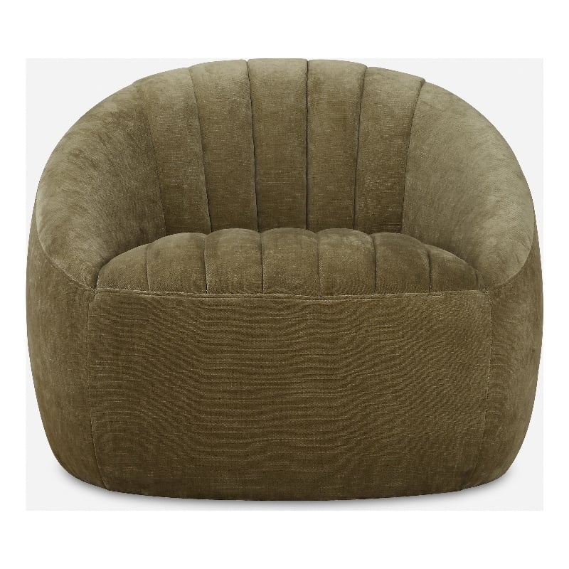 Uttermost Narrows Low-Pile Chambray Chenille Swivel Chair in Moss Green