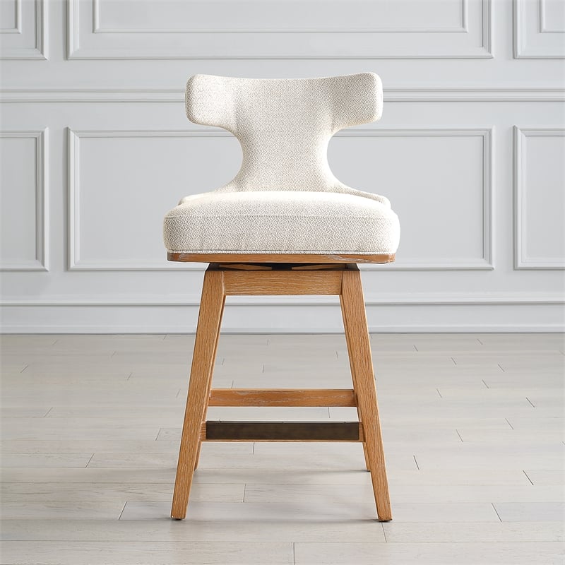 Uttermost Klismos Off White Fabric Counter Stool