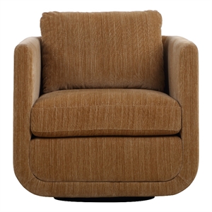Uttermost Abound Chenille Upholstered Swivel Chair in Ginger