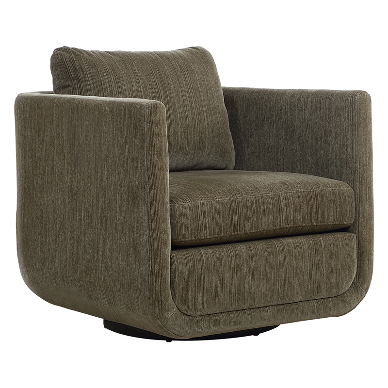 Uttermost Abound Chenille Upholstered Swivel Chair in Herb