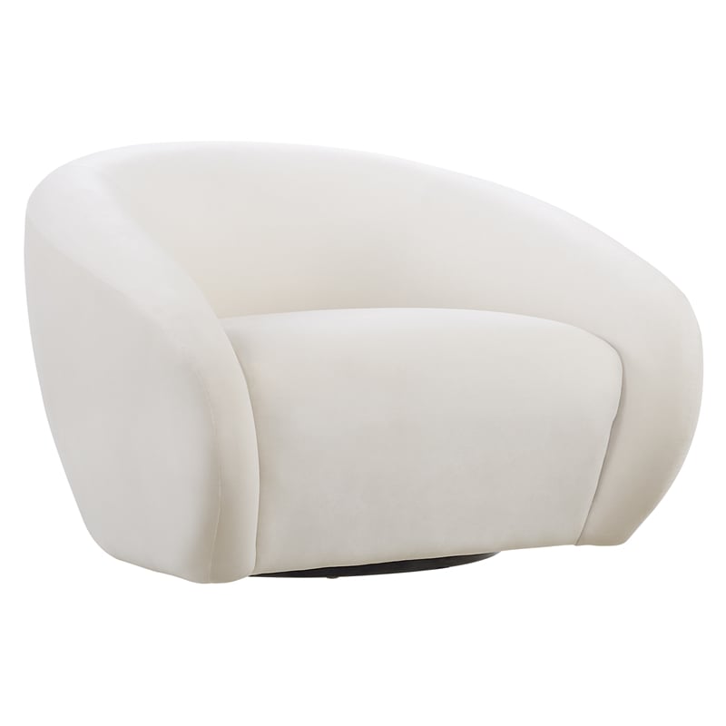 Uttermost DeSoto Polyester Velvet Upholstered Swivel Chair in Cream