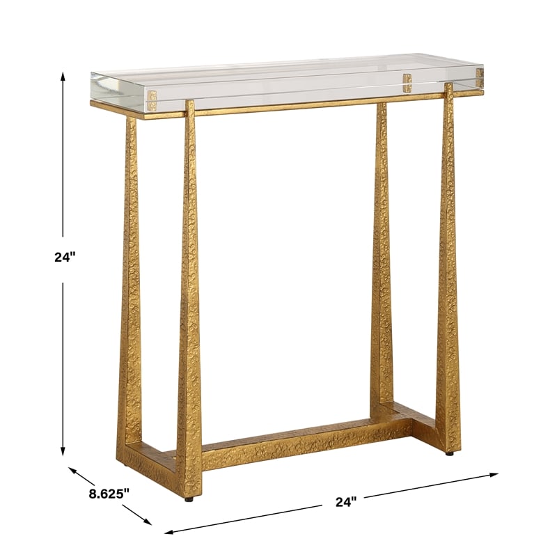 Uttermost Midas Thick Crystal Accent Table in in Gold