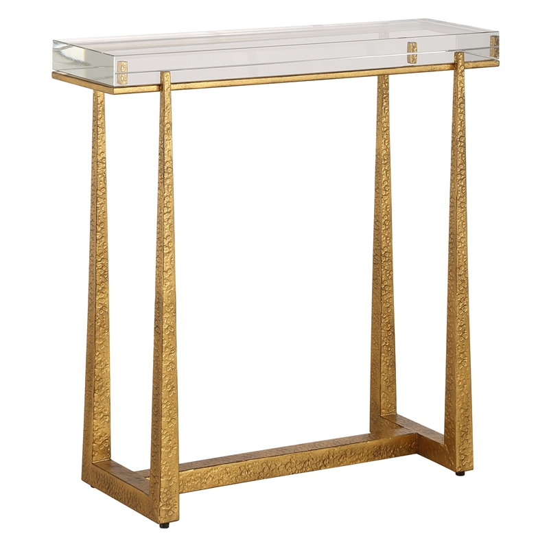 Uttermost Midas Thick Crystal Accent Table in in Gold