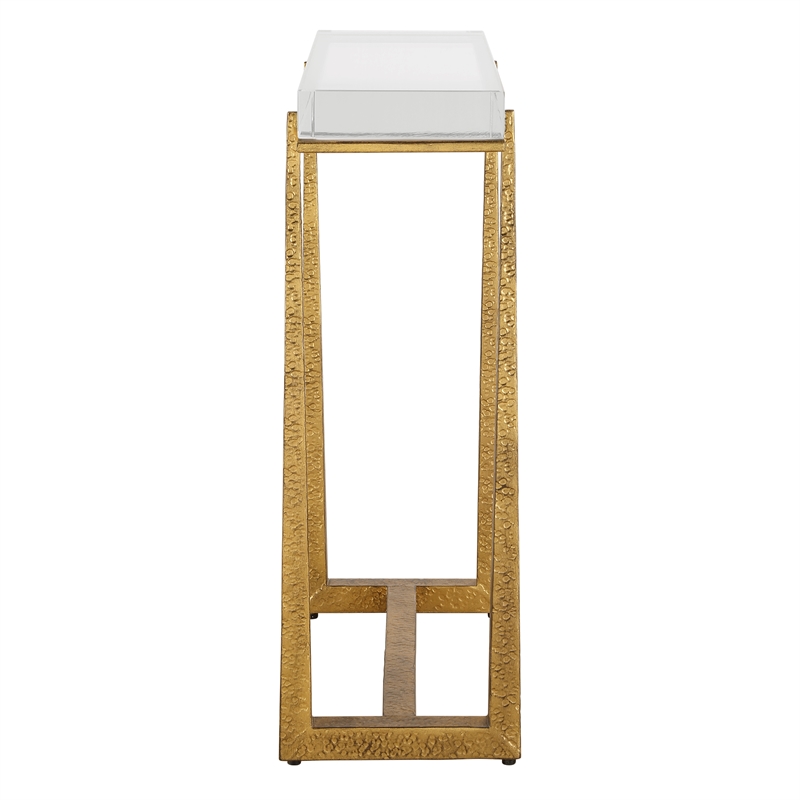 Uttermost Midas Thick Crystal Accent Table in in Gold
