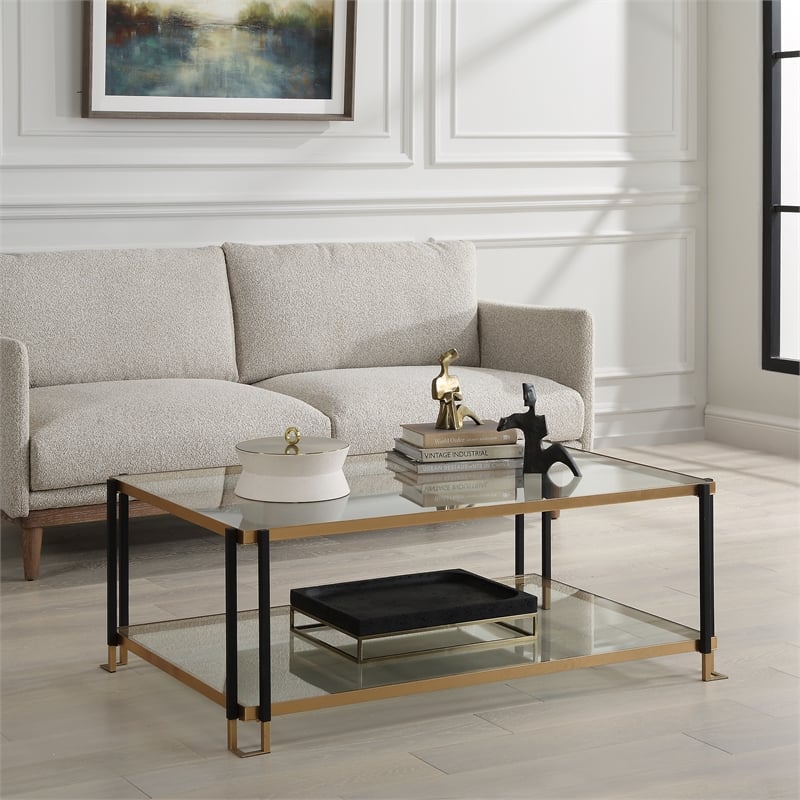 Uttermost Kentmore Glass Coffee Table in Matte Black