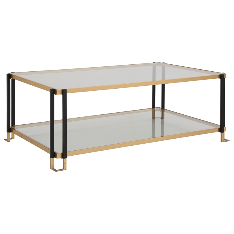 Uttermost Kentmore Glass Coffee Table in Matte Black
