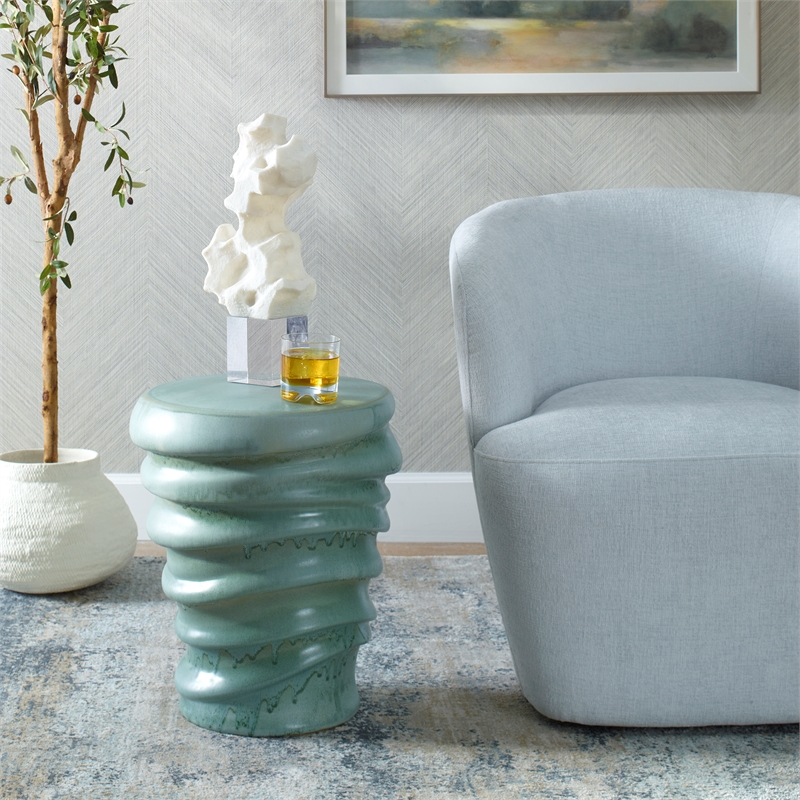 Uttermost Skye Modern Garden Stool in Aqua