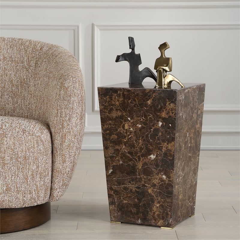 Uttermost Poe Marble Accent Table in Brown