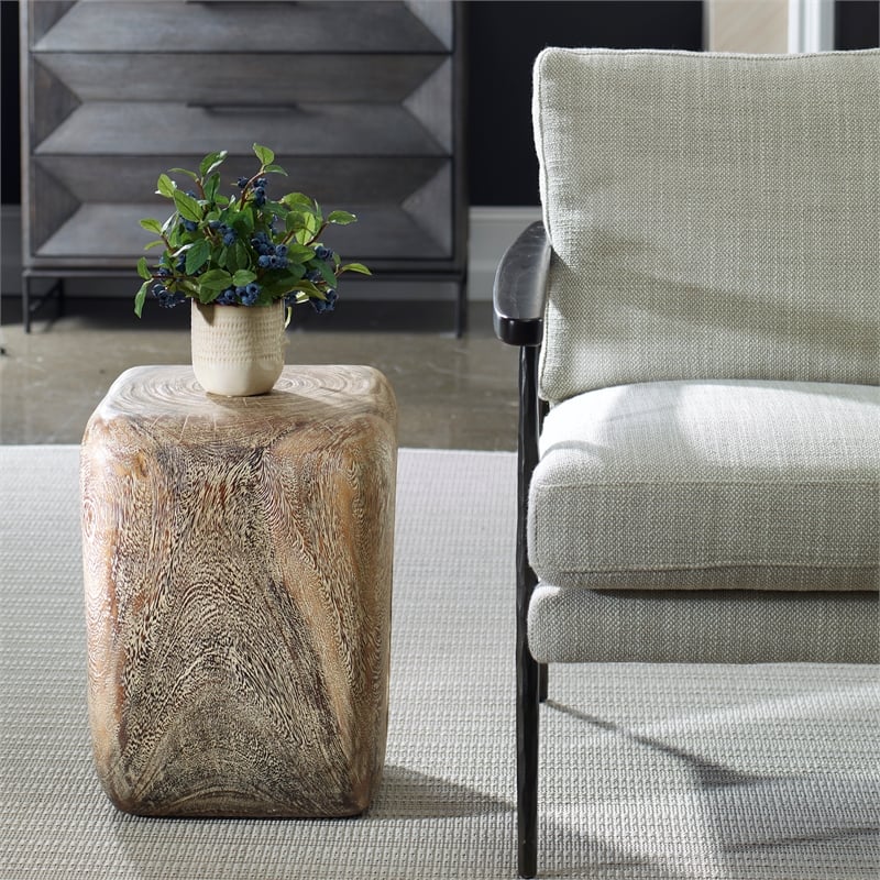Uttermost Loophole Bleached Wash Accent Stool in Natural