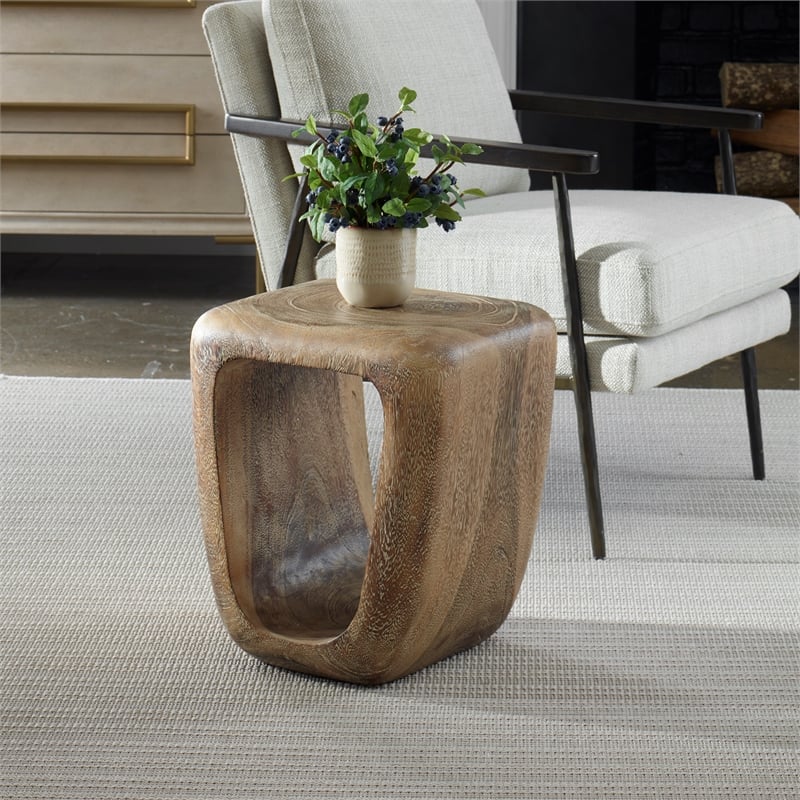 Uttermost Loophole Bleached Wash Accent Stool in Natural