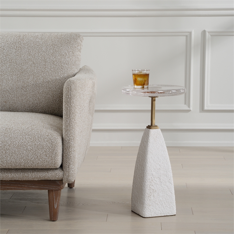 Uttermost Sora Glass Drink Table in White